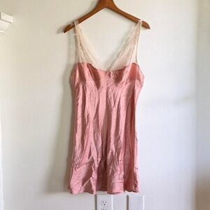 Vintage Victoria's Secret 100% Silk Lace Camisole Pink Y2K Slip Top Size M‎